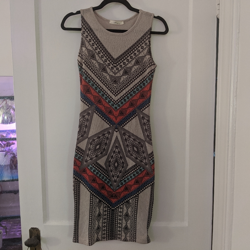 Geometric patterned semi-sheer dress